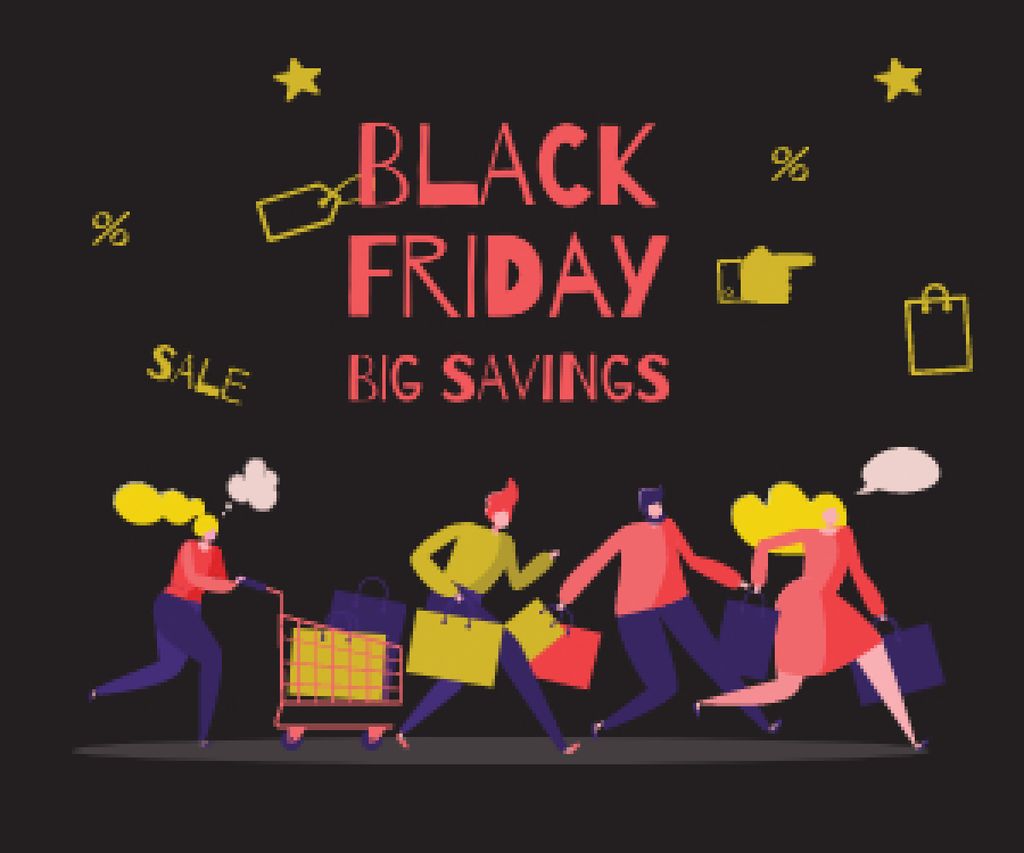 Plantilla de diseño de Black Friday Big Savings Announcement Medium Rectangle 