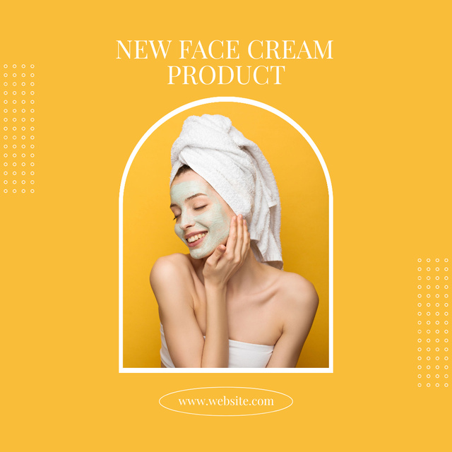 Skincare Sale Offer with Girl Applying Face Cream  Instagram Design Template