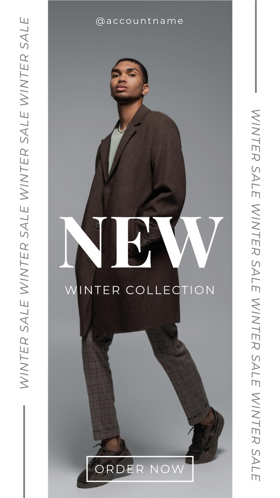 Platilla de diseño New Winter Collection Offer for Men Instagram Story
