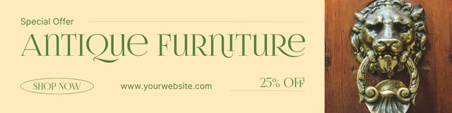 Ontwerpsjabloon van Twitter van Antique Furniture Special Offer With Discounts And Door Handles