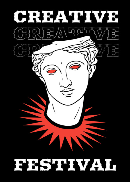Announcement of Creative Festival with Antique Sculpture Flayer Modelo de Design