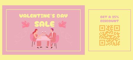 Discount Offer for Valentine's Day with Couple Coupon 3.75x8.25in Design Template