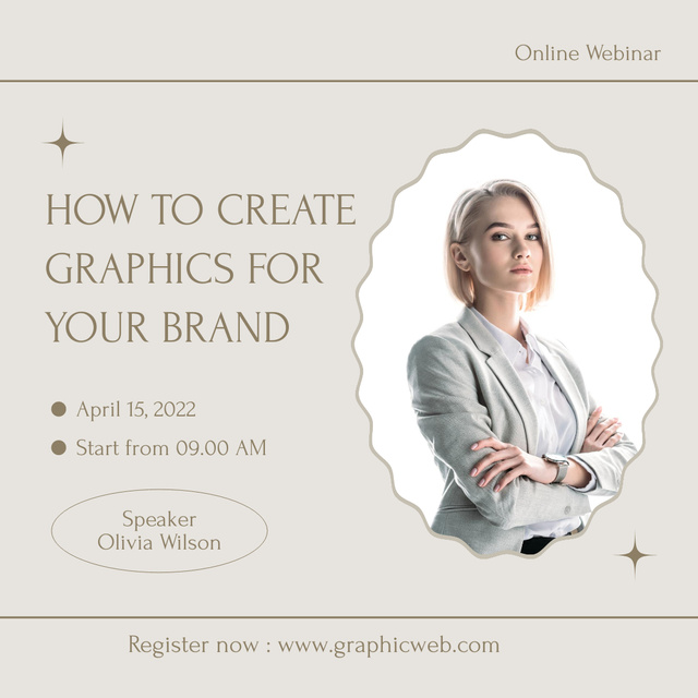 Announcement of Graphic Design for Business Webinar Instagram Πρότυπο σχεδίασης
