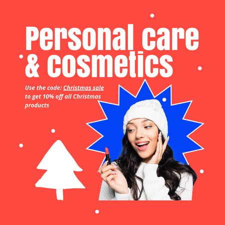 Ontwerpsjabloon van Instagram van Christmas Sale of Skincare Cosmetics