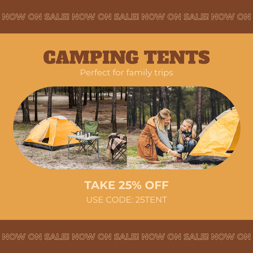 Designvorlage Perfect Family Camping Tents Sale Offer für Instagram