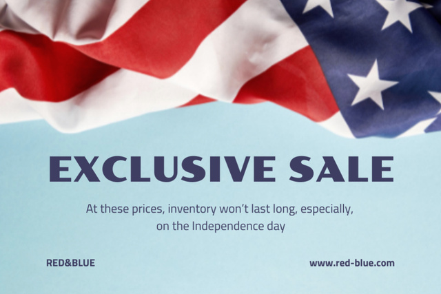 Liberty Week Sale Announcement With Flag Postcard 4x6in Modelo de Design