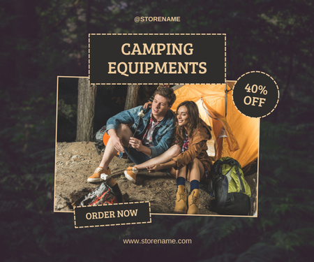 Camping Equipment Sale Medium Rectangle Tasarım Şablonu
