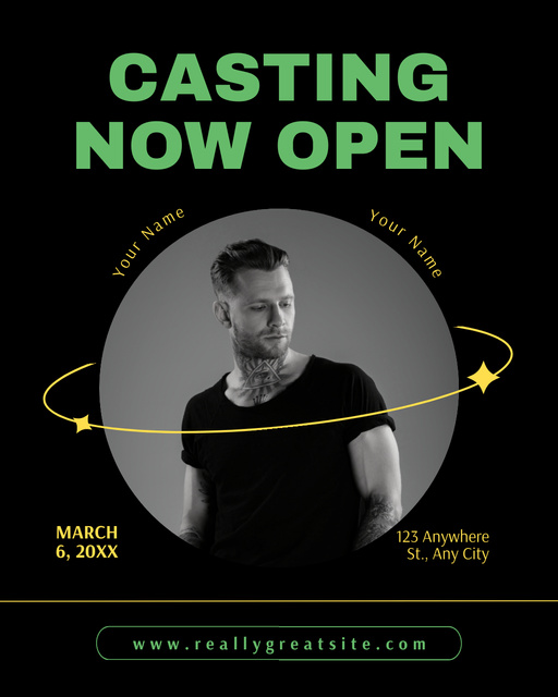 Plantilla de diseño de Opening of Casting with Young Actor Instagram Post Vertical 