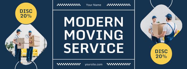 Ad of Modern Moving Services with Delivers Facebook cover Πρότυπο σχεδίασης