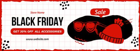 Designvorlage Black Friday Sale mit warmer Mütze und Sonnenbrille für Facebook cover
