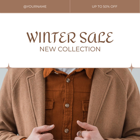 Designvorlage Offer Discount on New Winter Collection for Men für Instagram AD