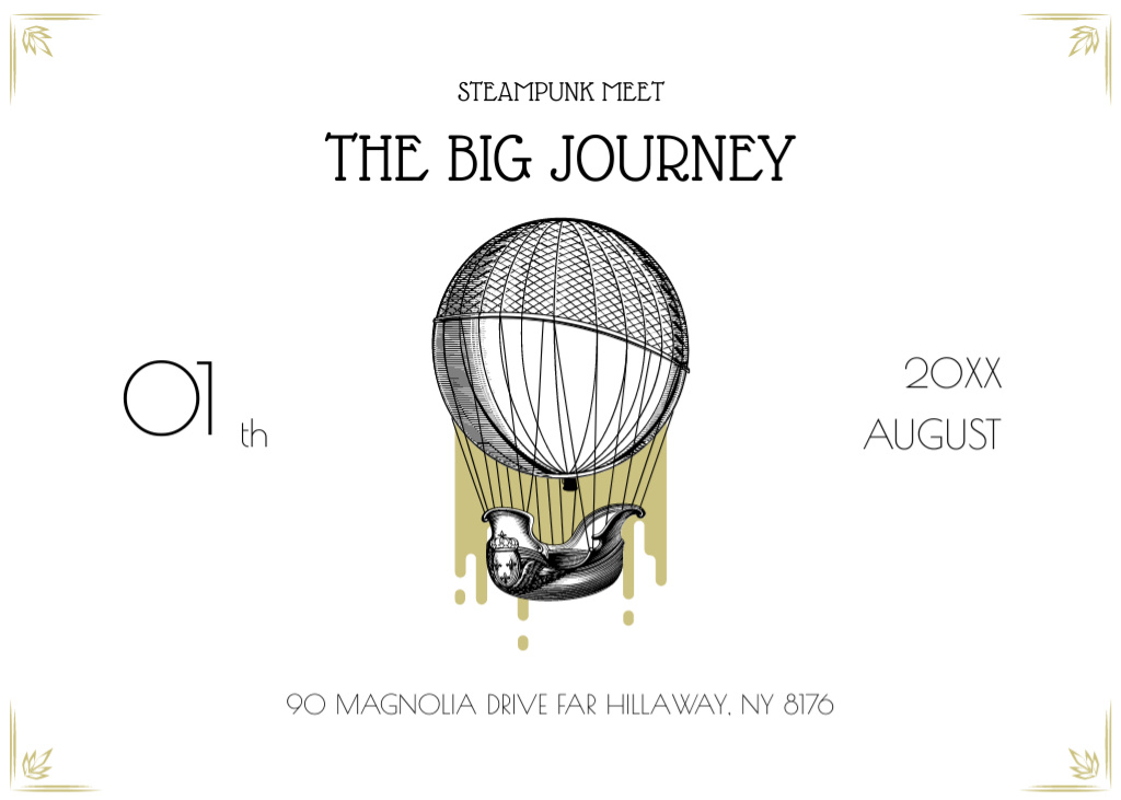 Event Offer with Vintage of Hot Air Balloon Flyer 5x7in Horizontal Modelo de Design
