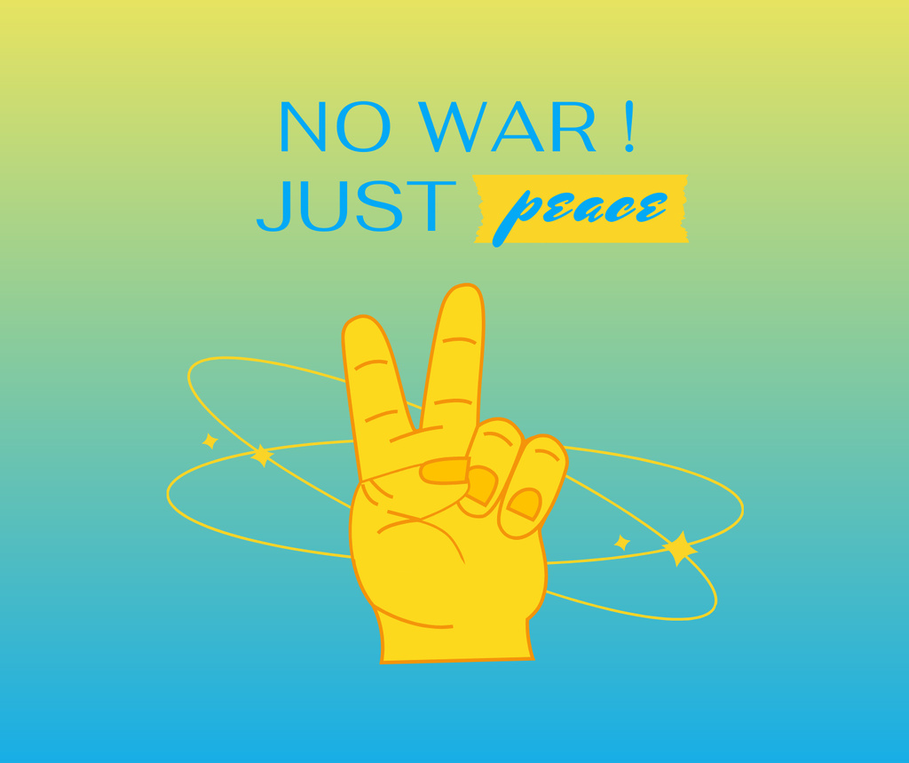 Victory Hand Gesture for No War Facebook 1430x1200px Design Template