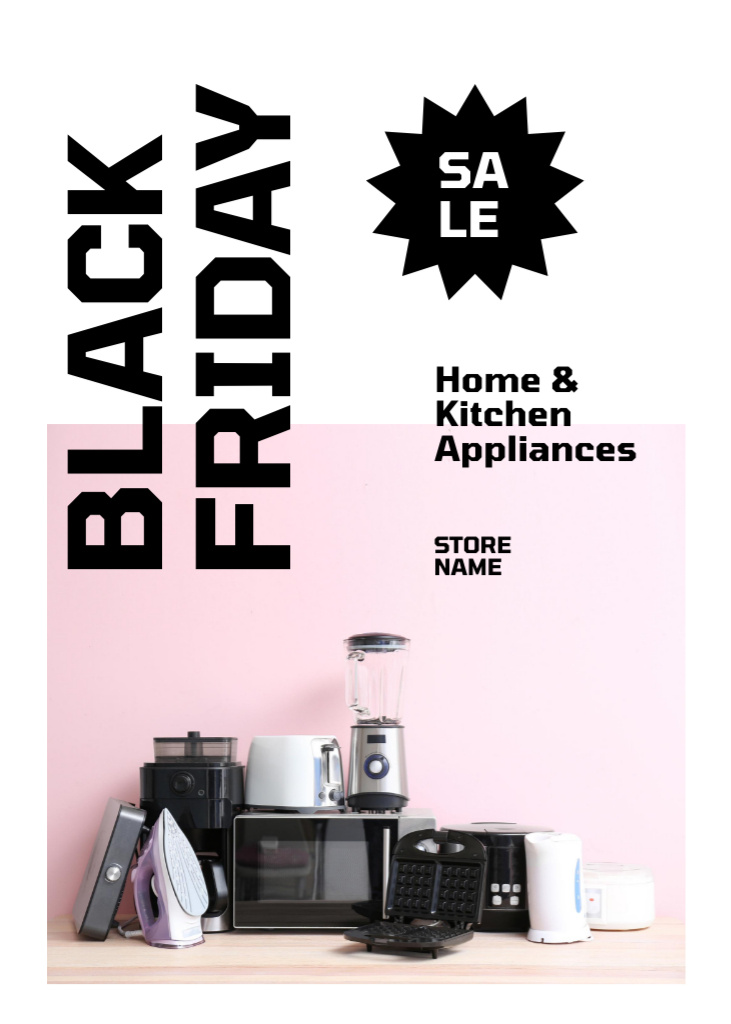 Designvorlage Home and Kitchen Appliances Sale on Black Friday für Flayer