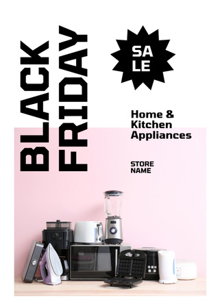 Plantilla de diseño de Home and Kitchen Appliances Sale on Black Friday Flayer 