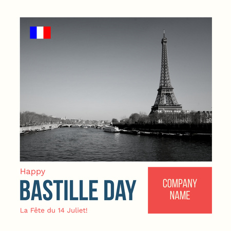 Plantilla de diseño de 14th July Bastille Day of France Celebration Announcement Instagram 