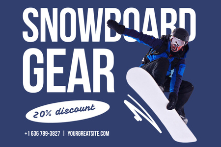 Designvorlage Snowboard Gear Sale Offer für Postcard 4x6in