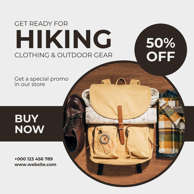 Plantilla de diseño de Hiking Clothing and Outdoor Gear Instagram AD 
