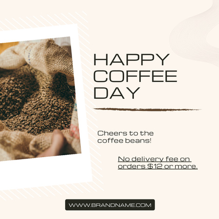 Coffee Beans in Sackcloth Bag Instagram Design Template