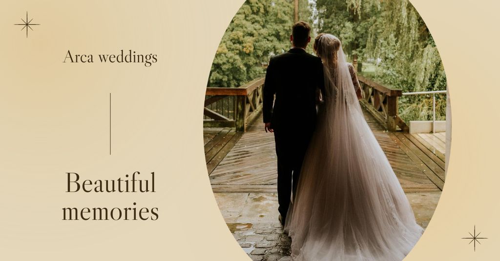Wedding Event Agency Services with Bride and Groom Facebook AD tervezősablon
