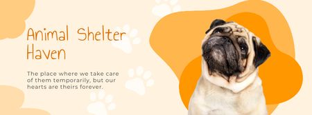 Animal Shelter Ad with Cat and Dog Facebook cover Πρότυπο σχεδίασης