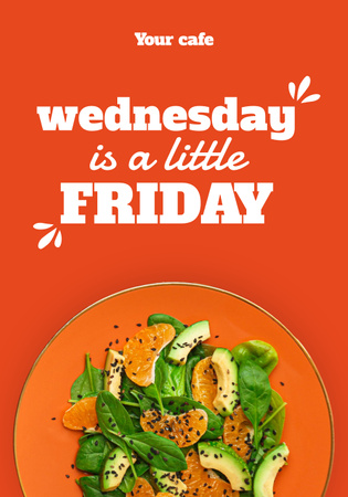 Funny Phrase with Fresh Vegetarian Salad Poster 28x40in Design Template