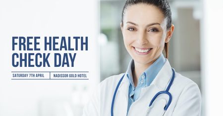 Clinic promotion with Smiling Doctor Facebook AD Design Template