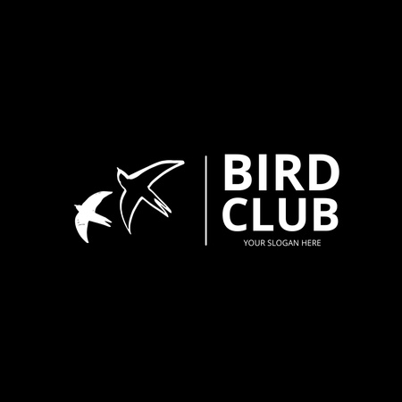 Ontwerpsjabloon van Animated Logo van Bird Club-embleem op zwart
