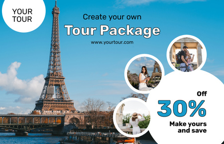 Offer of Sightseeing Tour to France Thank You Card 5.5x8.5in – шаблон для дизайна