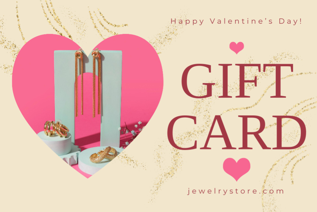 Jewelry Offer on Valentine's Day Gift Certificate Design Template