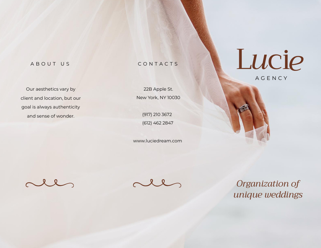 Wedding Dresses Agency Ad with Tender Bride Brochure 8.5x11in Modelo de Design