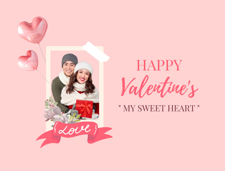 Happy Valentine  - Card Thank You Card 4.2x5.5in Design Template