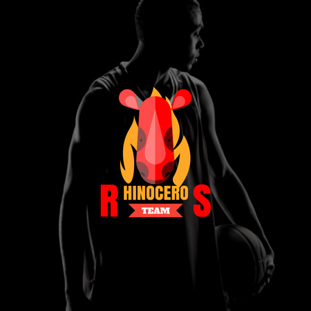 Ontwerpsjabloon van Logo van basketbalspeler met bal