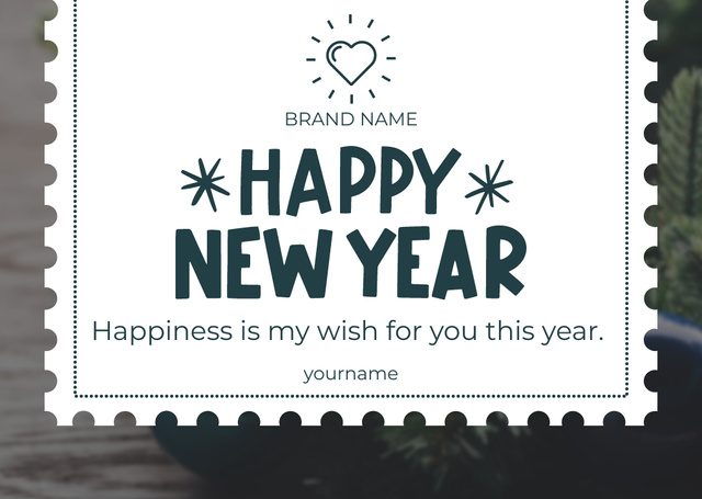 New Year Minimalistic Greeting Postcard Design Template