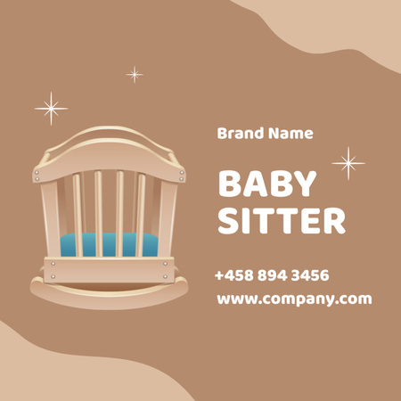 Babysitting Services Ad with Baby Cradle Square 65x65mm Design Template