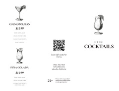 Cocktails Menu Announcement in White