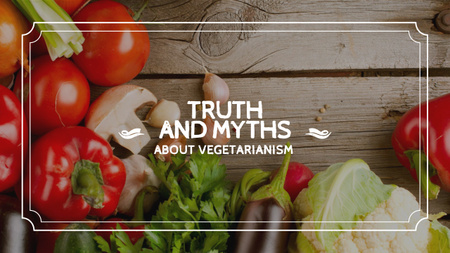 Ontwerpsjabloon van Youtube van Vegetarische maaltijden met groenten op houten tafel