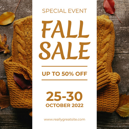 Autumn Clothes Sale with Sweater Instagram Design Template