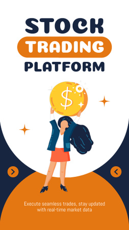 Stock Platform Ad with Girl and Coin Instagram Video Story Design Template
