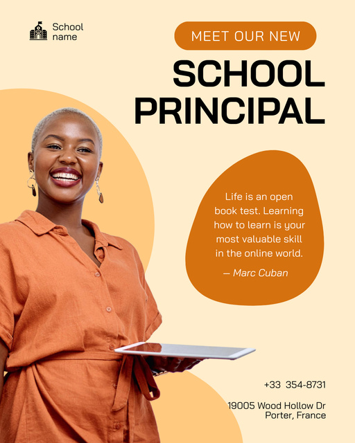 New School Principal with Yong Black Woman Poster 16x20in Design Template