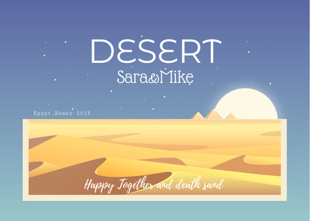 Desert illustration with Sandy Mounds Postcard Design Template