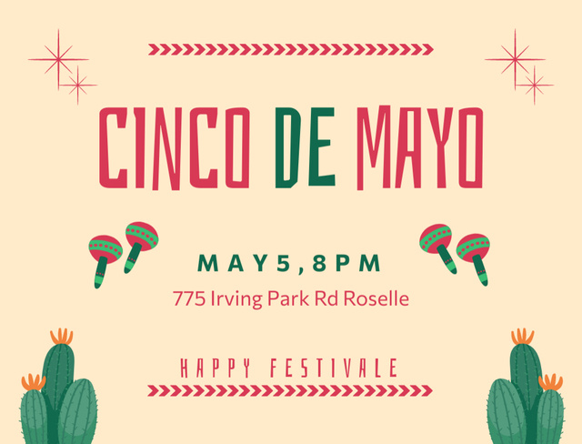 Cinco De Mayo Festival Invitation Postcard 4.2x5.5in Šablona návrhu