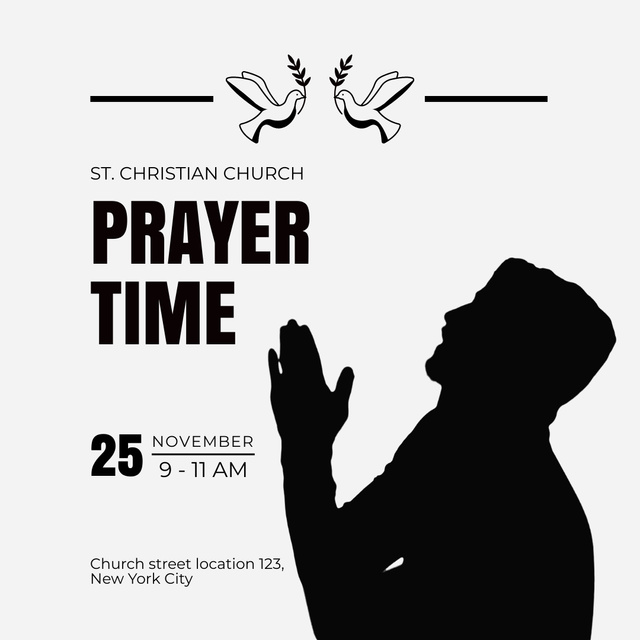 Prayer Time in Church Instagram Šablona návrhu