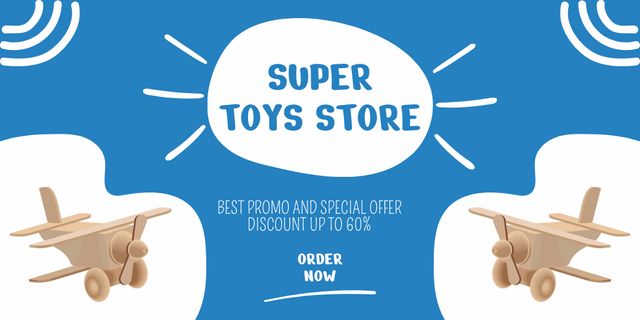 Plantilla de diseño de Super Toy Store Promo Twitter 