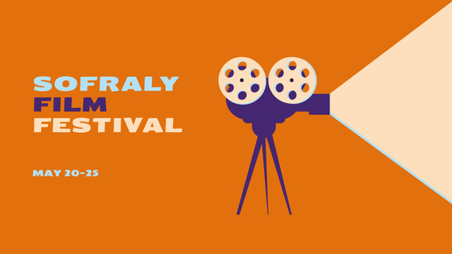 Film Festival Announcement with Vintage Movie Projector FB event cover Tasarım Şablonu