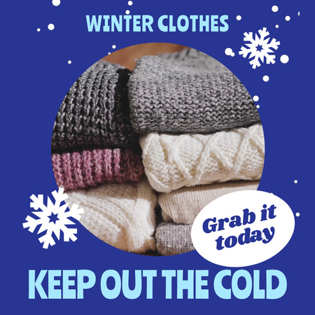 Winter Knitted Clothes Sale Offer Animated Post Design Template