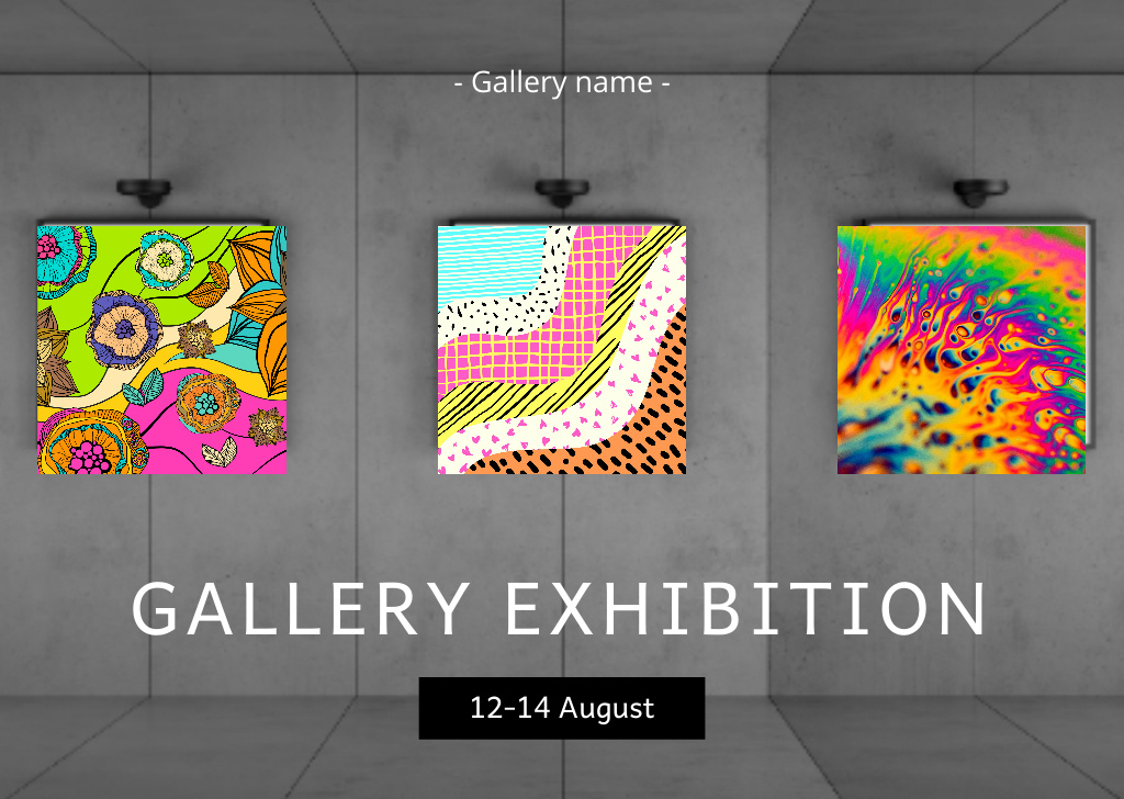 Psychedelic Exhibition Announcement Card Design Template