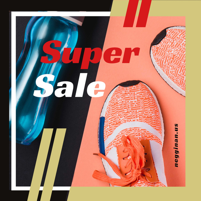 Sale with Sport shoes and water bottle Instagram Modelo de Design