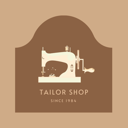Tailor's Emblem on Beige Logo 1080x1080pxデザインテンプレート
