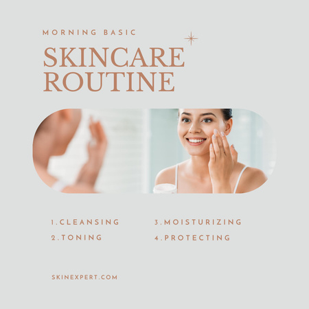 Designvorlage Morning Basic Skincare Routine für Instagram